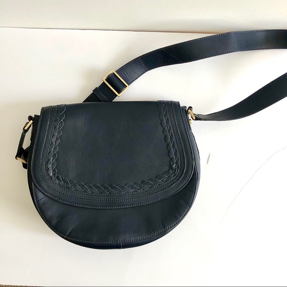Boden Handbags - Boden Navy Lingfield Leather Saddlebag Crossbody